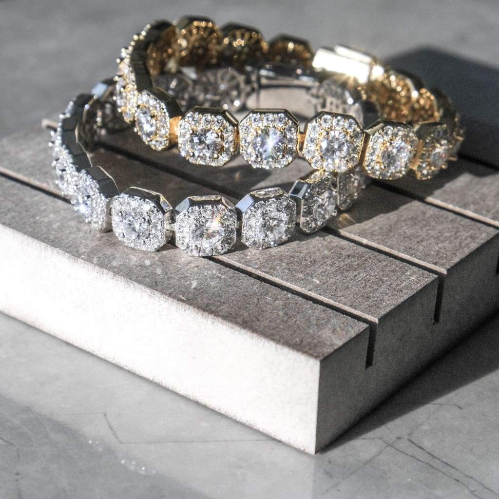 BRACELET ICE STONE - 10mm OR BLANC