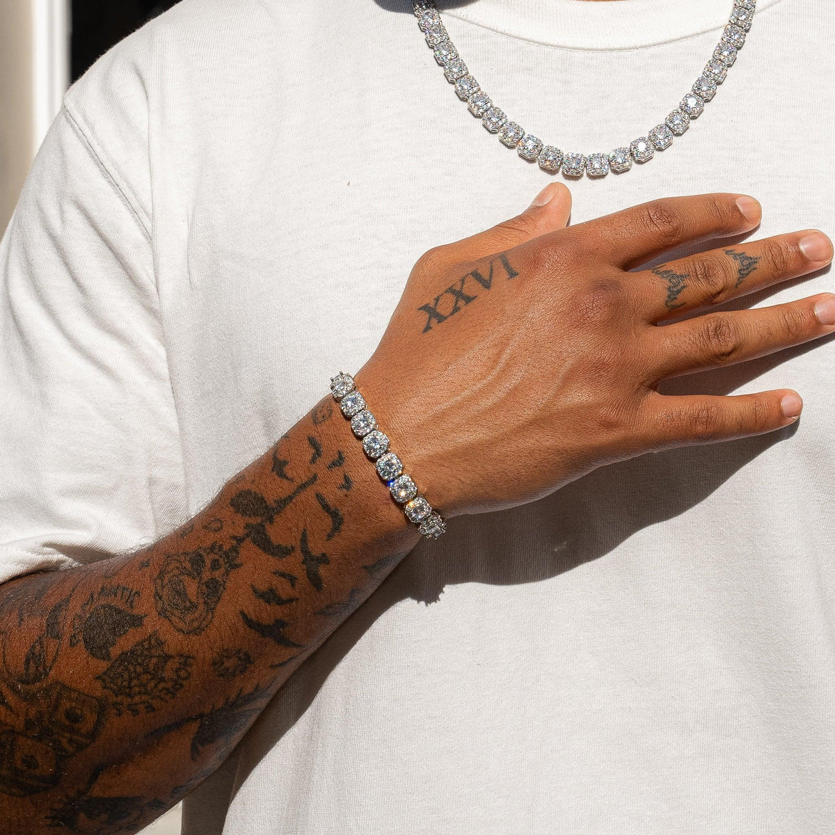 BRACELET ICE STONE - 10mm OR BLANC