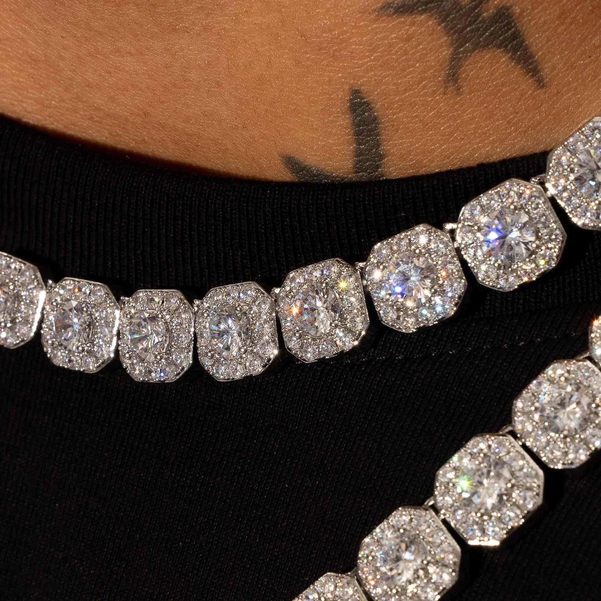 CHAÎNE ICE STONE - 10mm OR BLANC