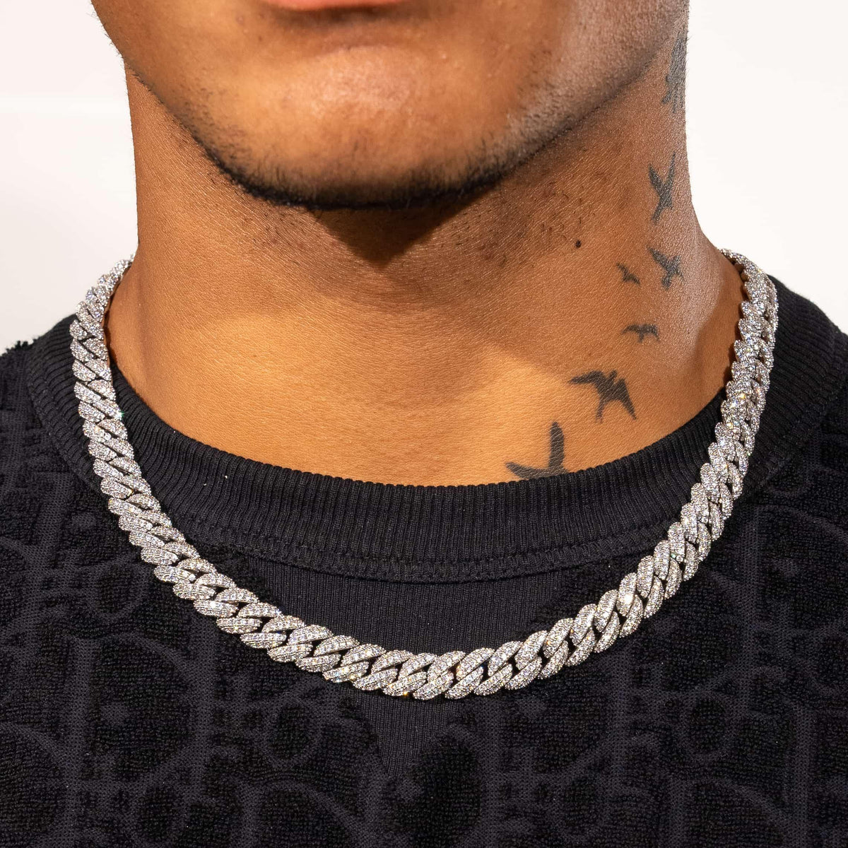 CHAÎNE ICE CUBAN - 8MM OR BLANC
