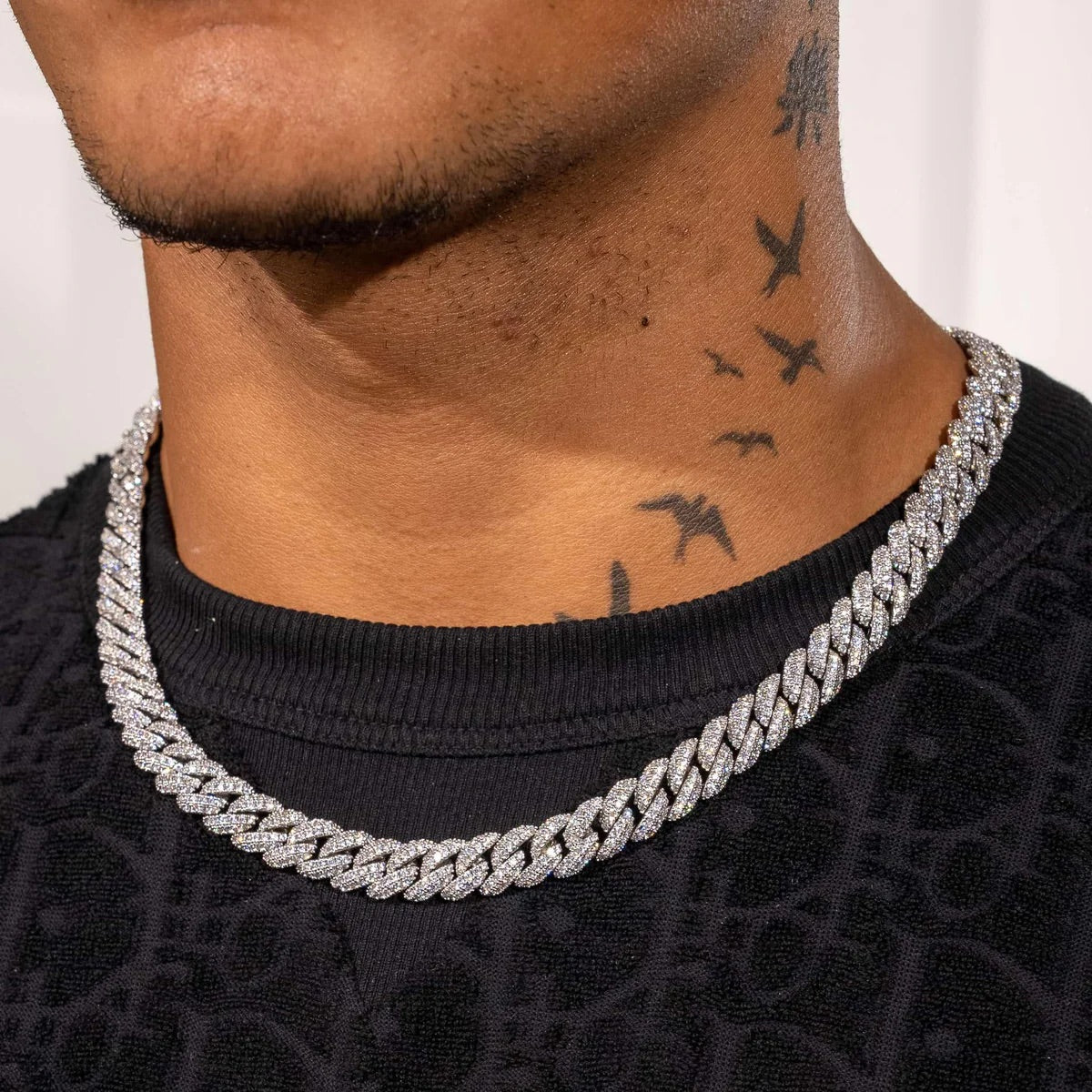 CHAÎNE ICE CUBAN - 8MM OR BLANC